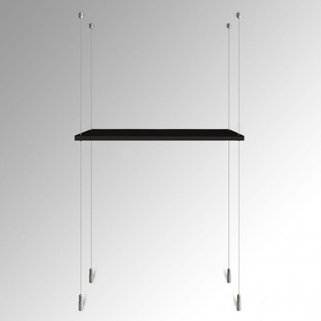 Suspended White Wooden Shelf Cable Display