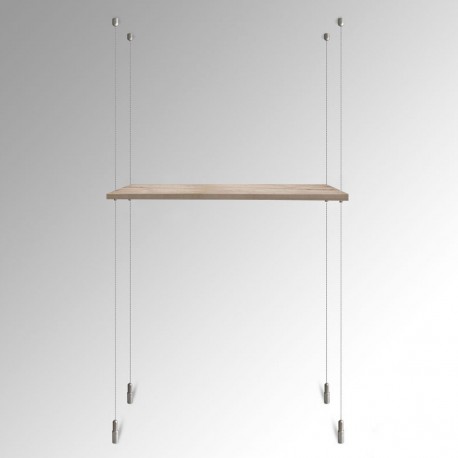 Suspended White Wooden Shelf Cable Display