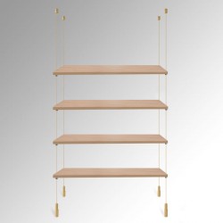 Suspended White Wooden Shelf Cable Display