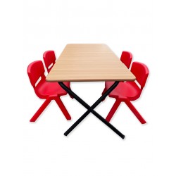 Kids Folding Rectangular Table with 4 Stacking Chairs