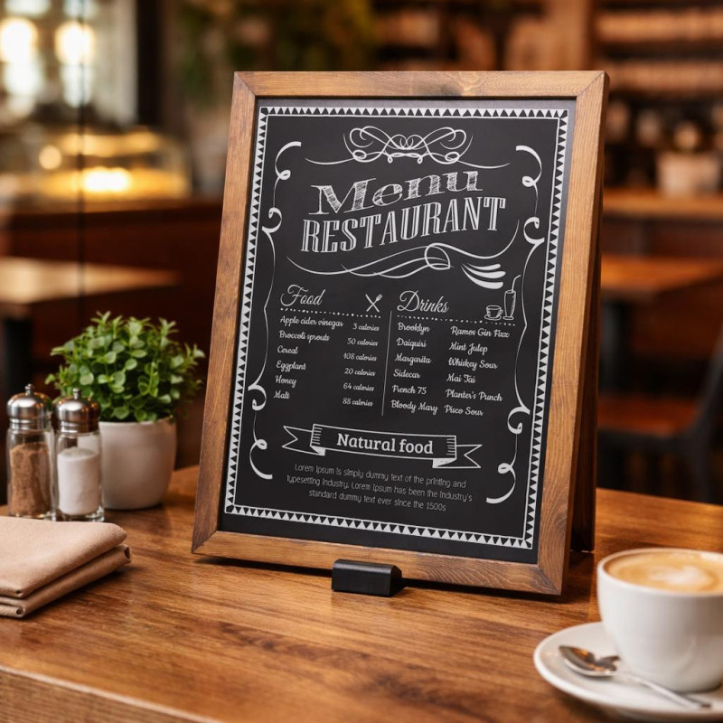 Countertop Freestanding Tabletop Chalkboard Black Menu | Picture Hanging Direct