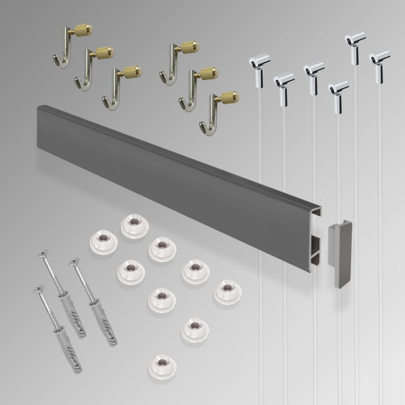 Clip Rail ready to use kit for Art Gallery System  picture hanging 3m