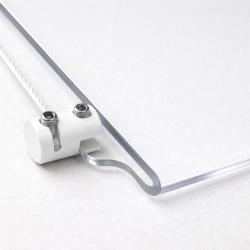 White panel support single 4mm acrylic pocket wire rope grip
