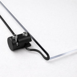 Black panel support single 4mm acrylic pocket wire rope grip