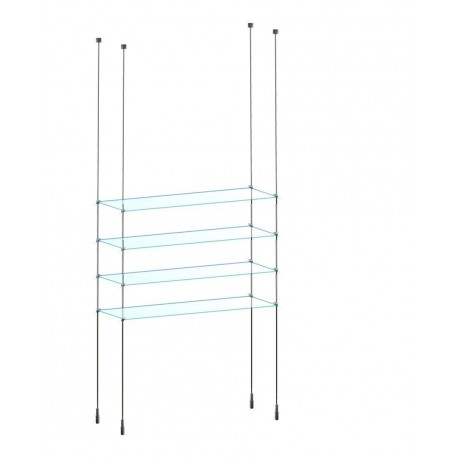Suspended Glass Shelves Rod Display Kit, Ceiling Hanging Glass Shelves