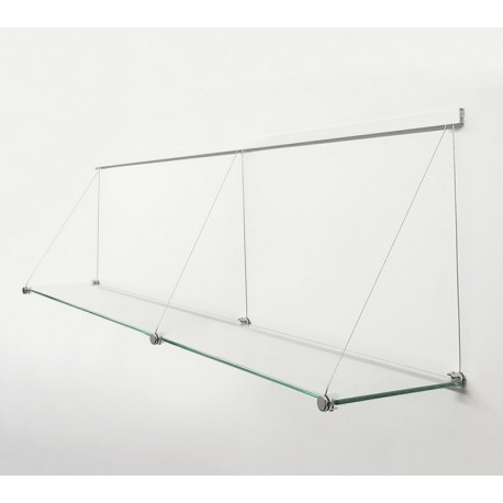 Long Glass Shelf & Cables on Clip Rail Shelving 150cm