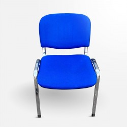 Office Stacking Chair Blue Padding with Chrome Legs