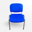 Office Stacking Chair Blue Padding with Chrome Legs