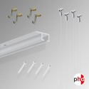 Complete 2m U-Rail Gallery Hanging System Kit 40kg (Ceiling Mounted)
