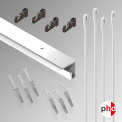 Complete 2m C-Rail Gallery Hanging Rod Kit All-in-one (Ceiling Mounted)