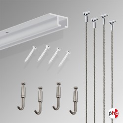 Complete 2m U-Rail Gallery Hanging System Kit 50kg (Ceiling Mounted)