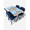 Large Rectangular Folding Table with 4 Folding Chairs Set