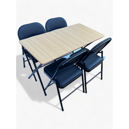 Large Rectangular Folding Table with 4 Folding Chairs Set