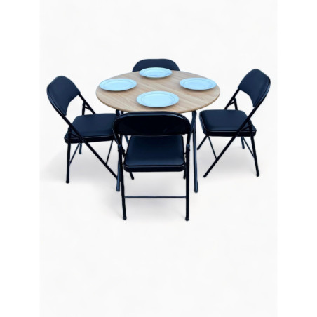 Folding Round Table with 4 Chairs Set