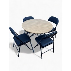Folding Round Table with 4 Chairs Set