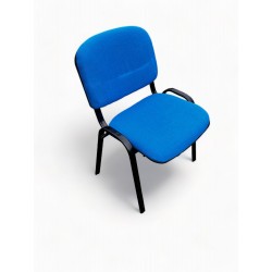 Office Stacking Chair Blue Padding with Black Legs