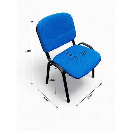 Office Stacking Chair Blue Padding with Black Legs