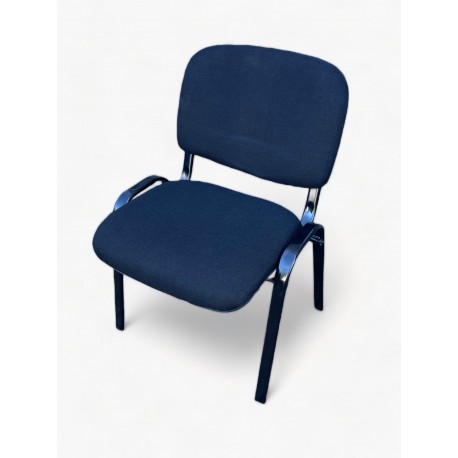 New Office Stacking Chair Blue Padding with Black Legs
