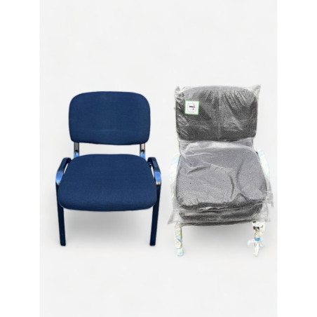 New Office Stacking Chair Blue Padding with Black Legs