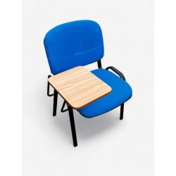 Blue Padded Stacking Chair with Tablet