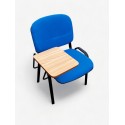Blue Padded Stacking Chair with Writing Tablet