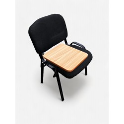 Black Padded Stacking Chair with Writing Tablet