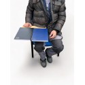 Blue Padded Stacking Chair Double Writing Tablet