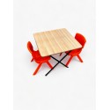 Kids Wooden Folding Table with 2 Stacking Orange Chairs