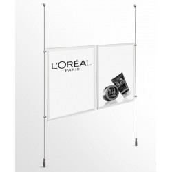 Double A4 Acrylic Panel Portrait Ceiling to Floor Rod Set