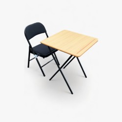 Folding Exam Table with Black Fabric Chair Set