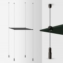 Suspended Cable Display Glass Shelves (Black Glass + Black Fittings)