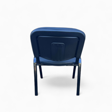 New Office Stacking Chair Black Faux Leather with Black Legs