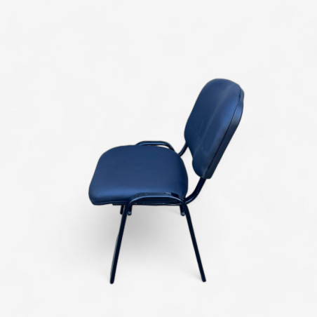 New Office Stacking Chair Black Faux Leather with Black Legs