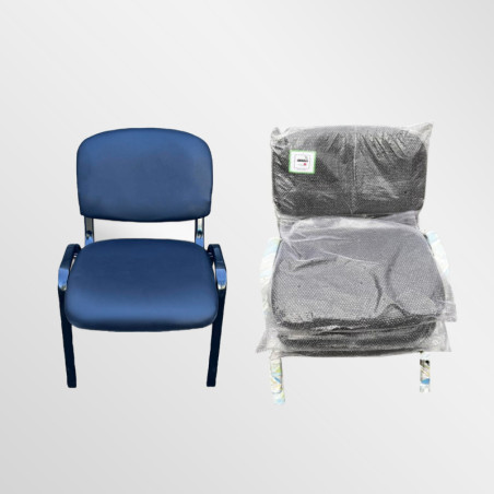 New Office Stacking Chair Black Faux Leather with Black Legs