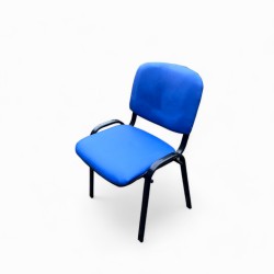 New Office Stacking Chair Blue Faux Leather with Black Legs