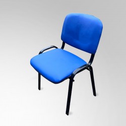 New Office Stacking Chair Blue Faux Leather with Black Legs