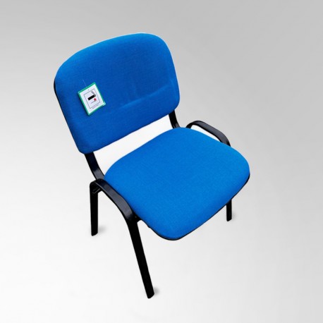 Office Stacking Chair Blue Padding with Black Legs