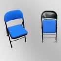 Blue Padded Fabric Folding Chair