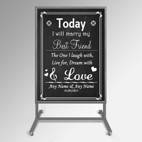 Free Standing Metal Chalkboard Stand AO Frame with Castors